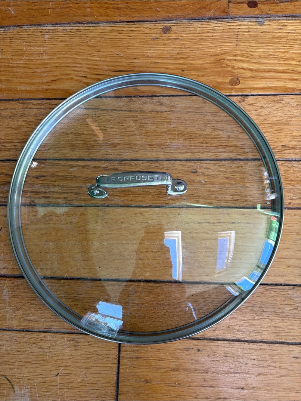 Le Creuset replacement Clear Glass Wall Lid with Silver Handle
